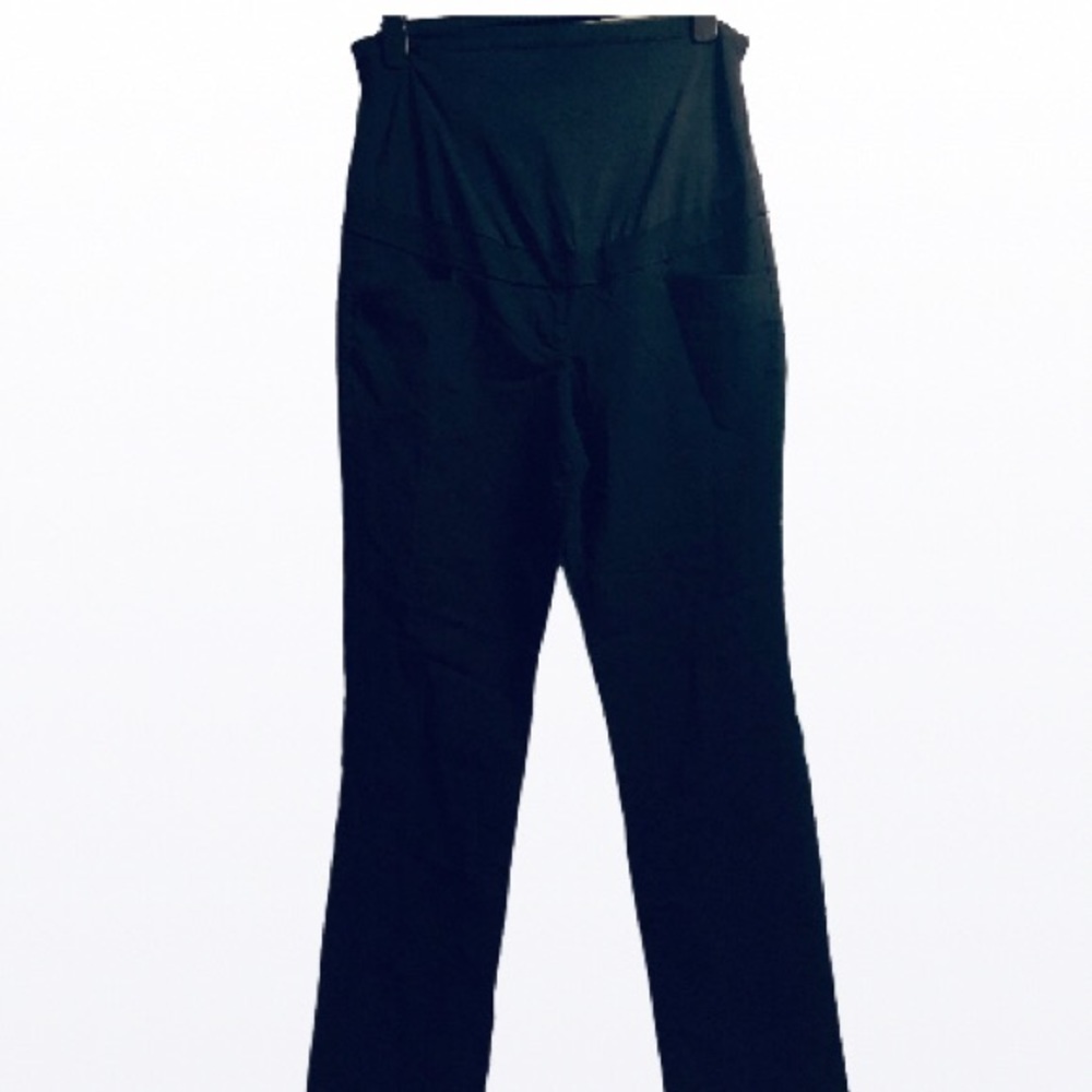 Stork & Babe XL Black Maternity High Rise Panel Straight Leg Pants Pockets - Picture 2 of 16